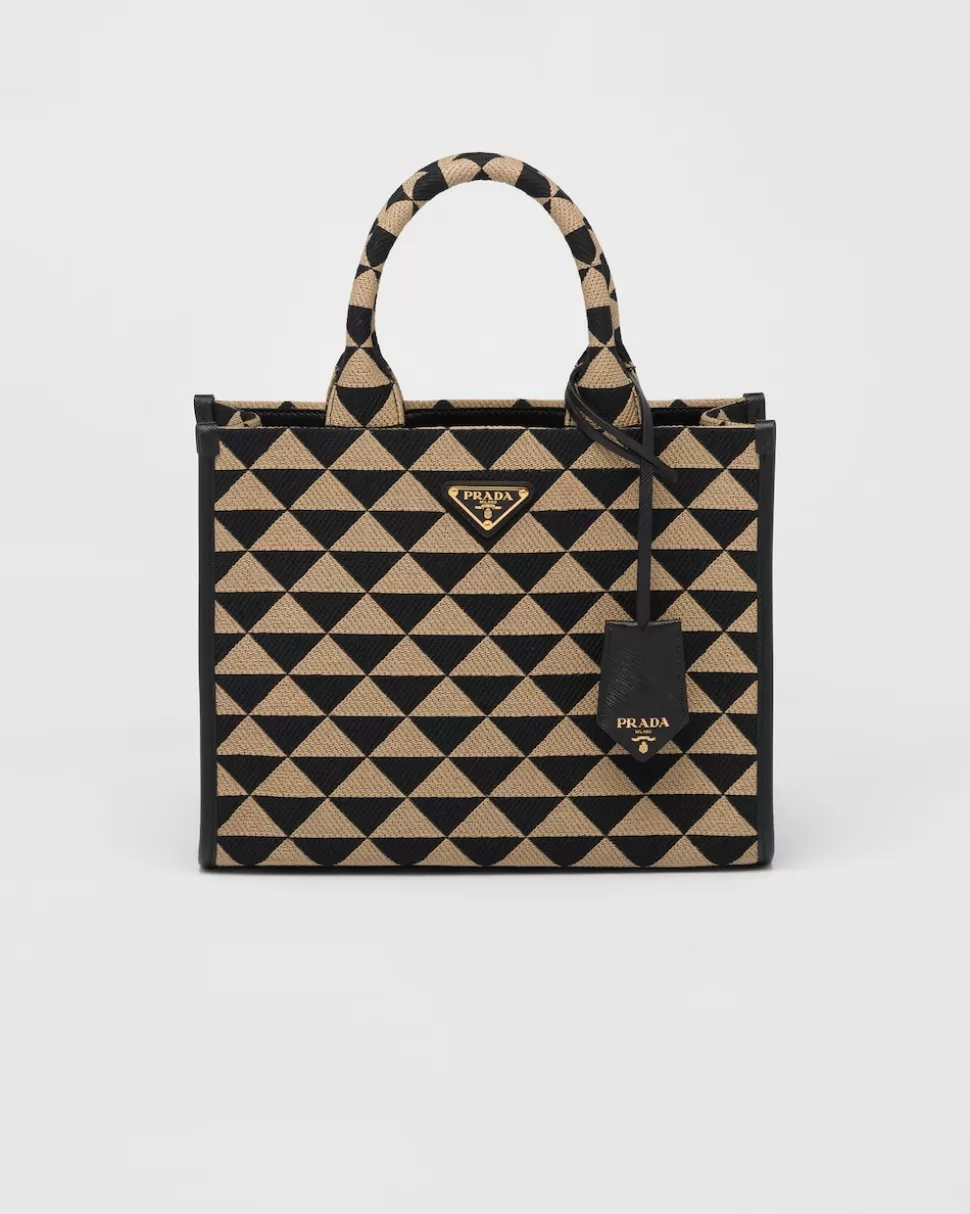 Hot Prada Kleine Symbole Handtasche Aus Besticktem Stoff Ostseeblau/Kalkweiss