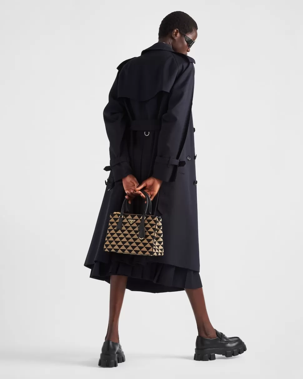 New Prada Kleine Symbole Tasche Aus Besticktem Jacquard Schwarz/Beige