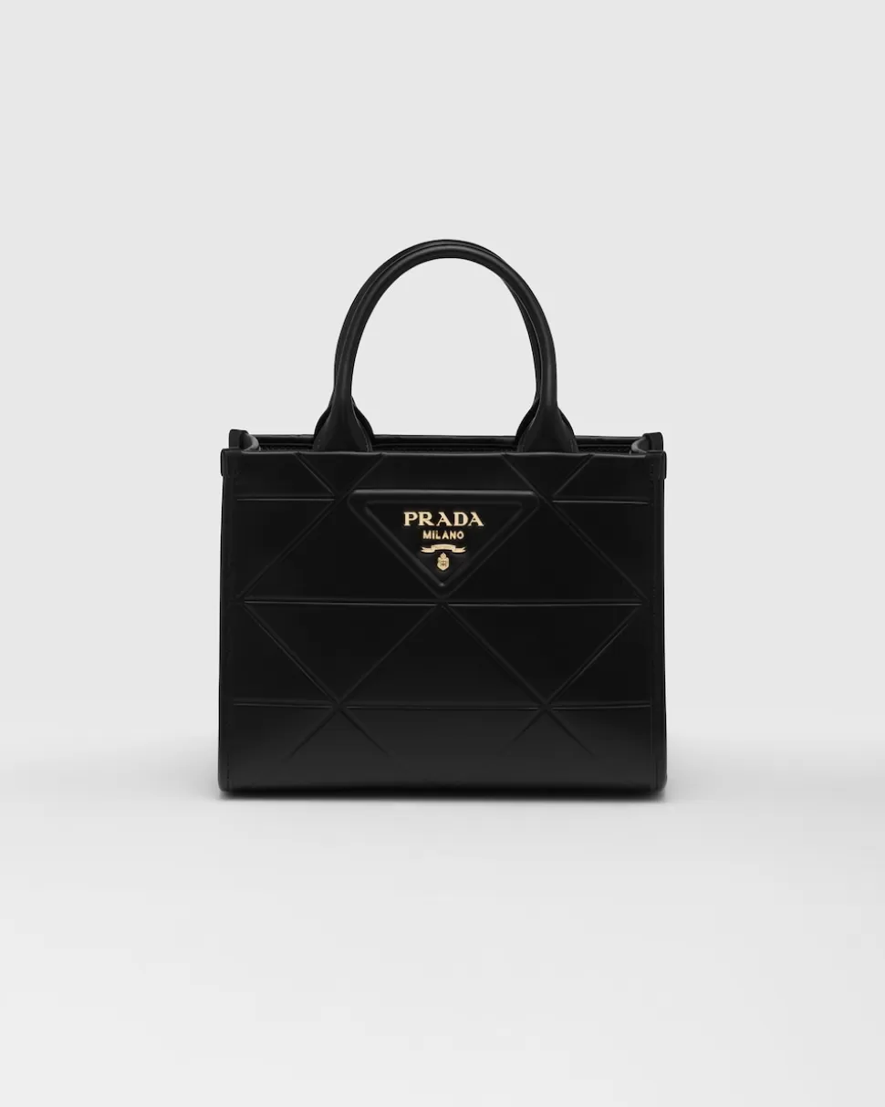 Store Prada Kleine Symbole Tasche Aus Leder Mit Steppnähten Schwarz
