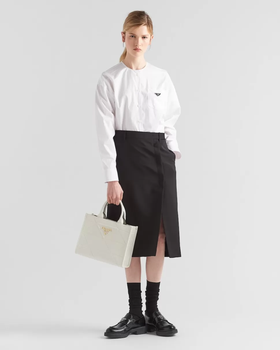 Cheap Prada Kleine Symbole Tasche Aus Leder Mit Ziersteppung Schwarz