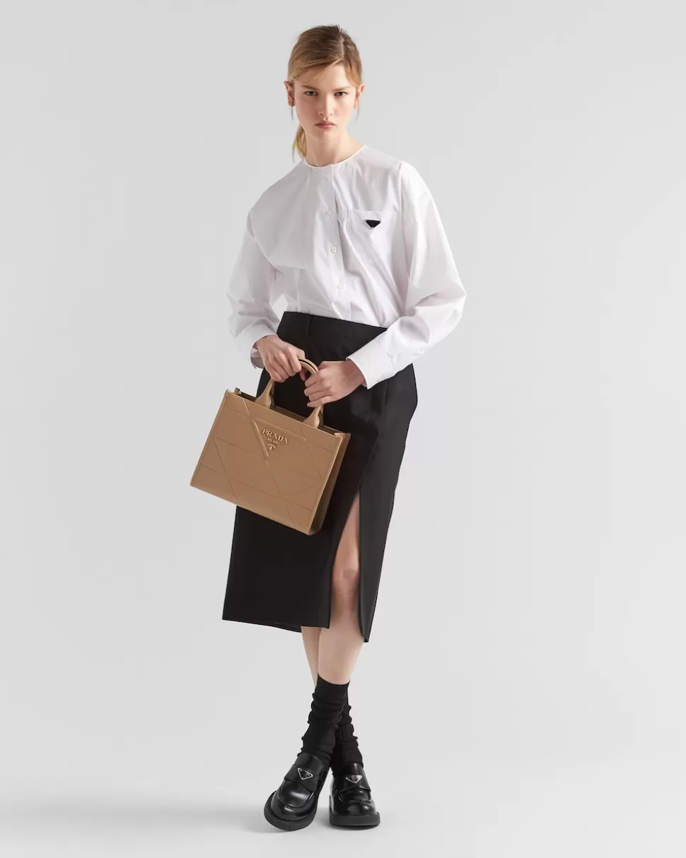 Hot Prada Kleine Symbole Tasche Aus Leder Mit Ziersteppung Schwarz