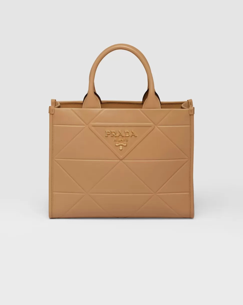 Cheap Prada Kleine Symbole Tasche Aus Leder Mit Ziersteppung Schwarz