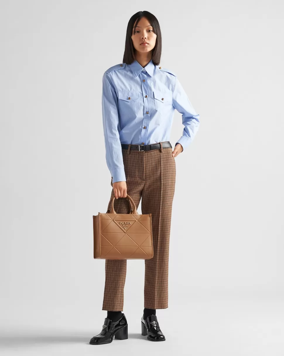 Cheap Prada Kleine Symbole Tasche Aus Leder Mit Ziersteppung Schwarz