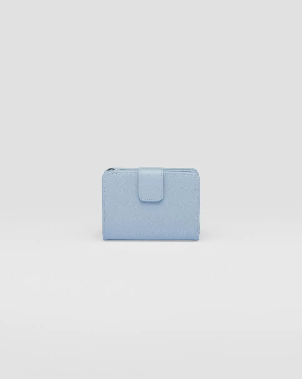 Sale Prada Kleines Portemonnaie Aus Saffiano Leder Schwarz