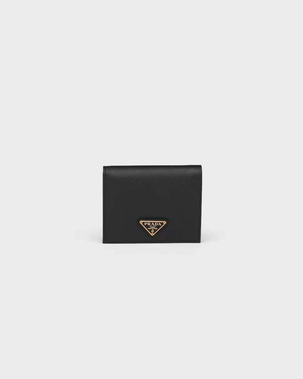 New Prada Kleines Portemonnaie Aus Saffiano Leder Schwarz