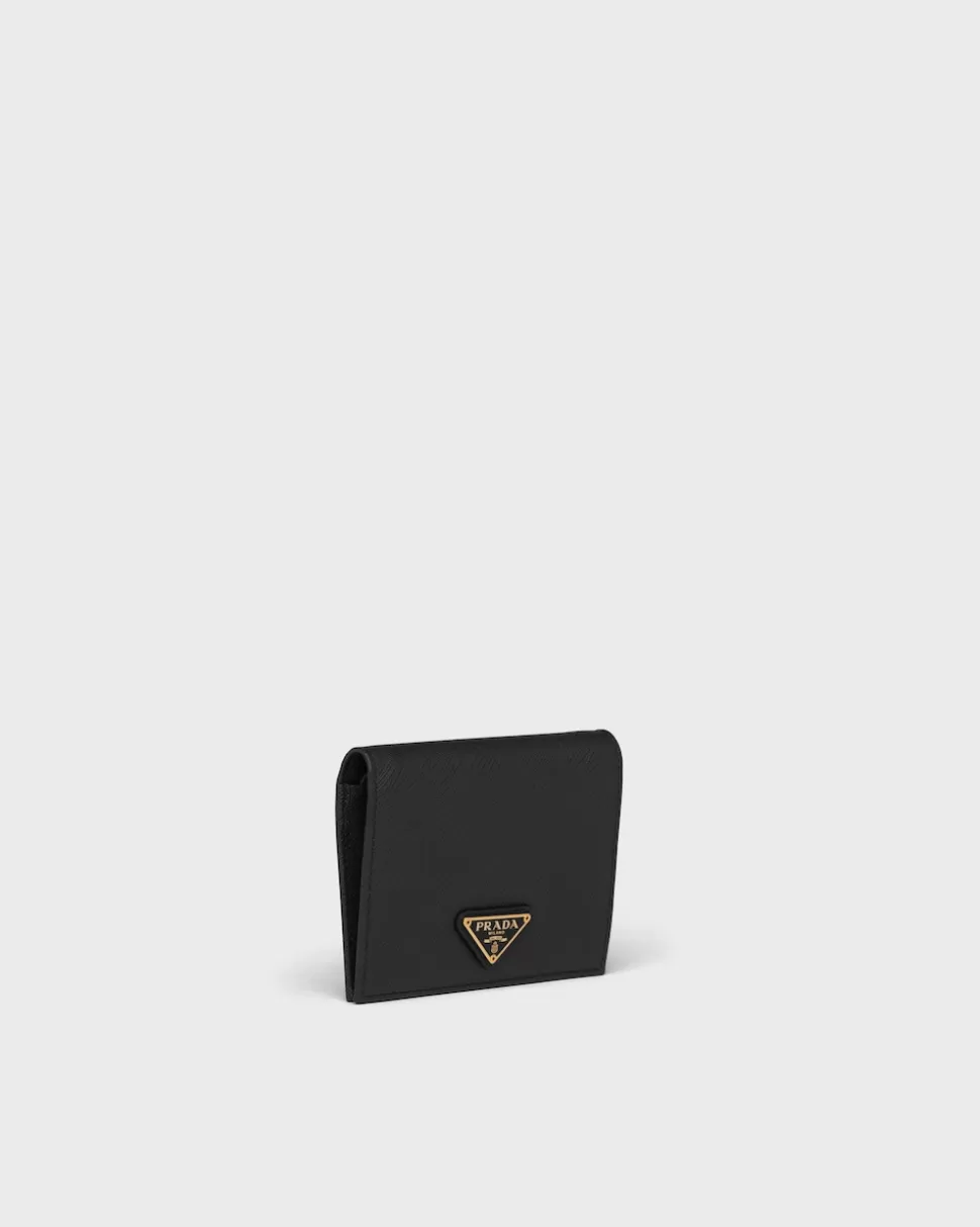 New Prada Kleines Portemonnaie Aus Saffiano Leder Schwarz