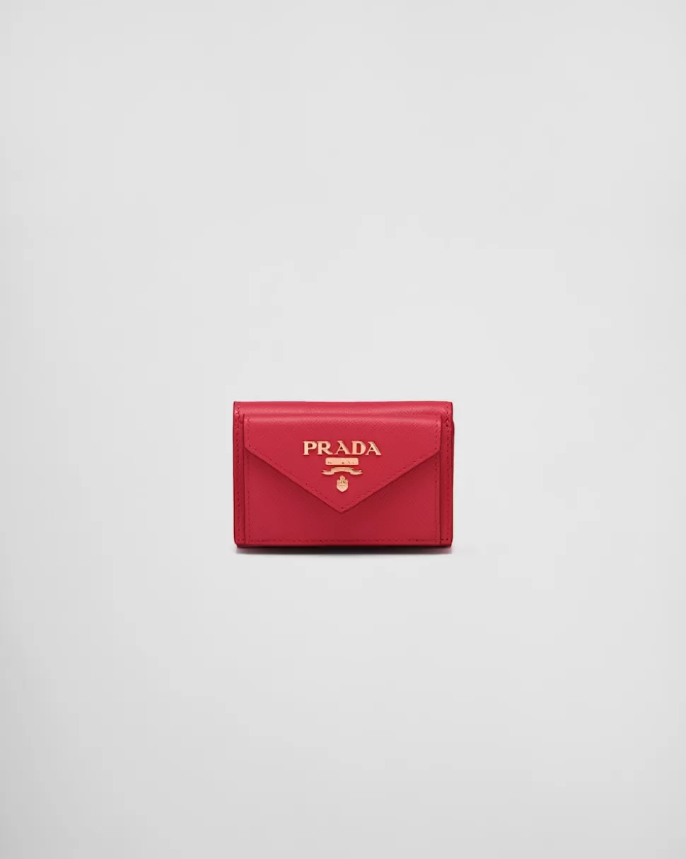 Best Sale Prada Kleines Portemonnaie Aus Saffiano-leder Schwarz