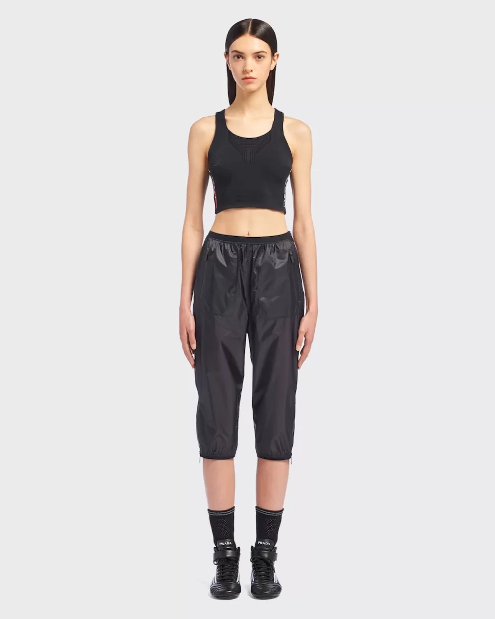 Sale Prada Knielange Hose Aus Ripstop Schwarz
