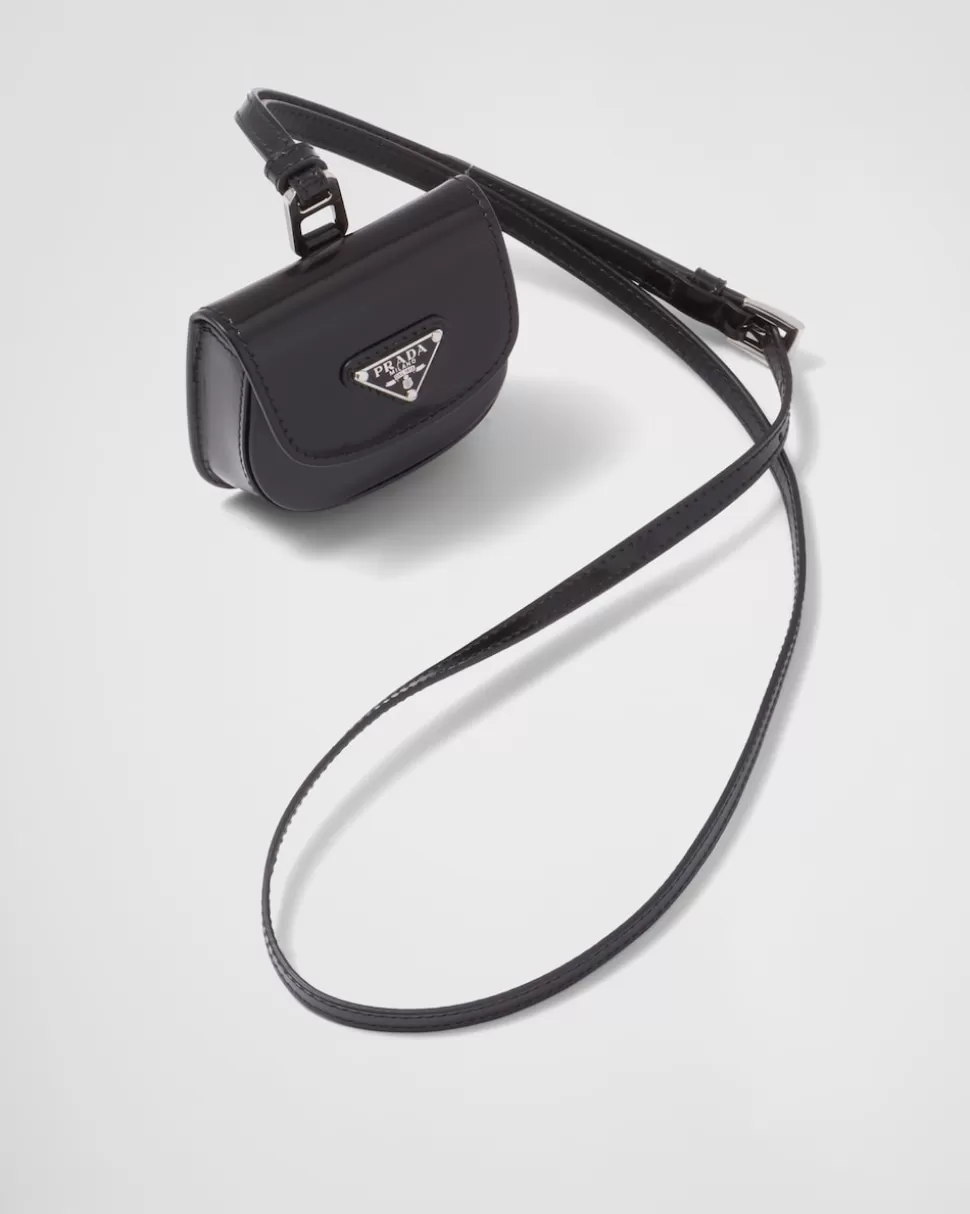 Cheap Prada Kopfhörerhülle Aus Gebürstetem Leder Schwarz
