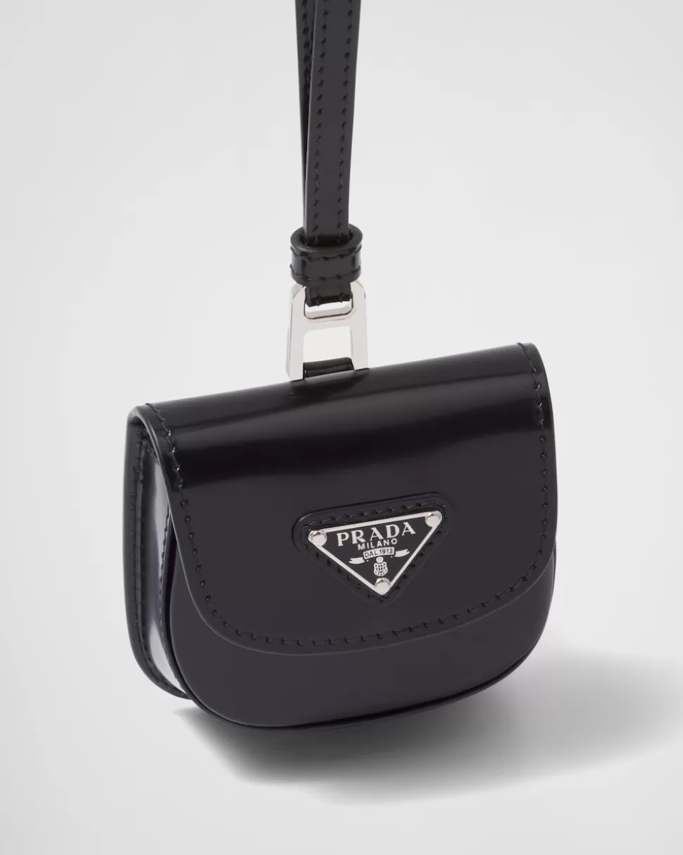 Cheap Prada Kopfhörerhülle Aus Gebürstetem Leder Schwarz