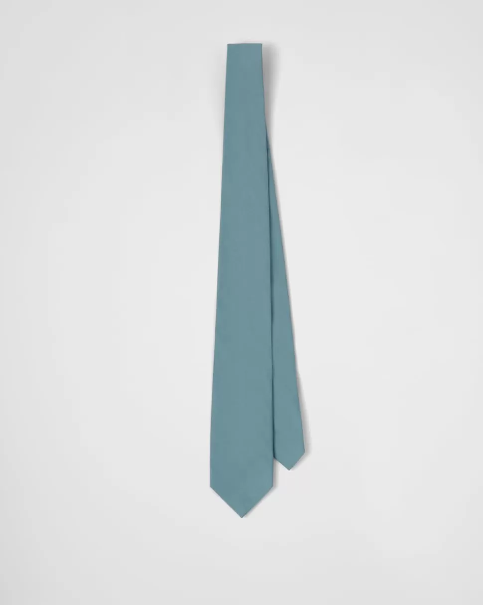Cheap Prada Krawatte Aus Baumwolle Astralblau