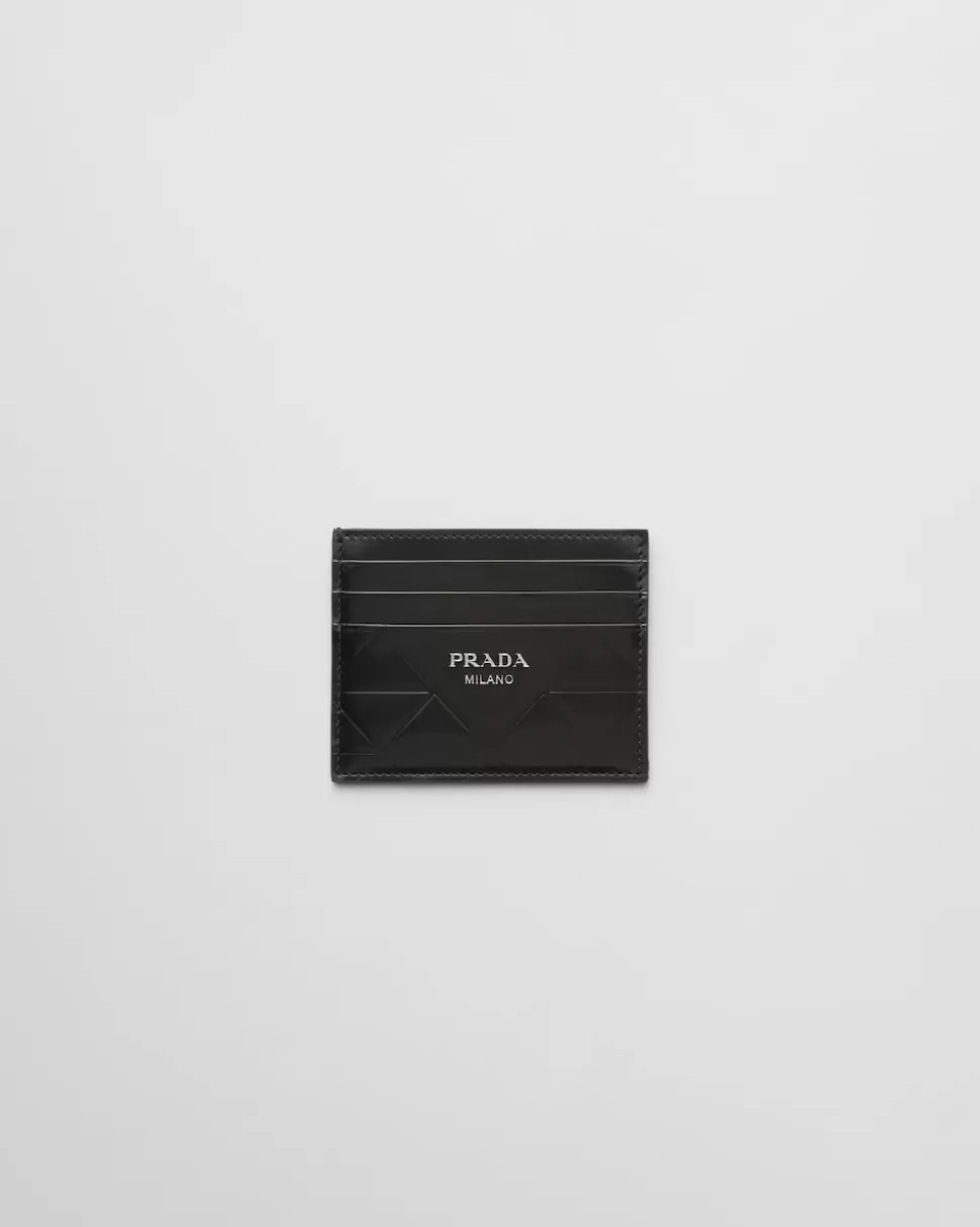 Outlet Prada Kreditkartenetui Aus Gebürstetem Leder Schwarz