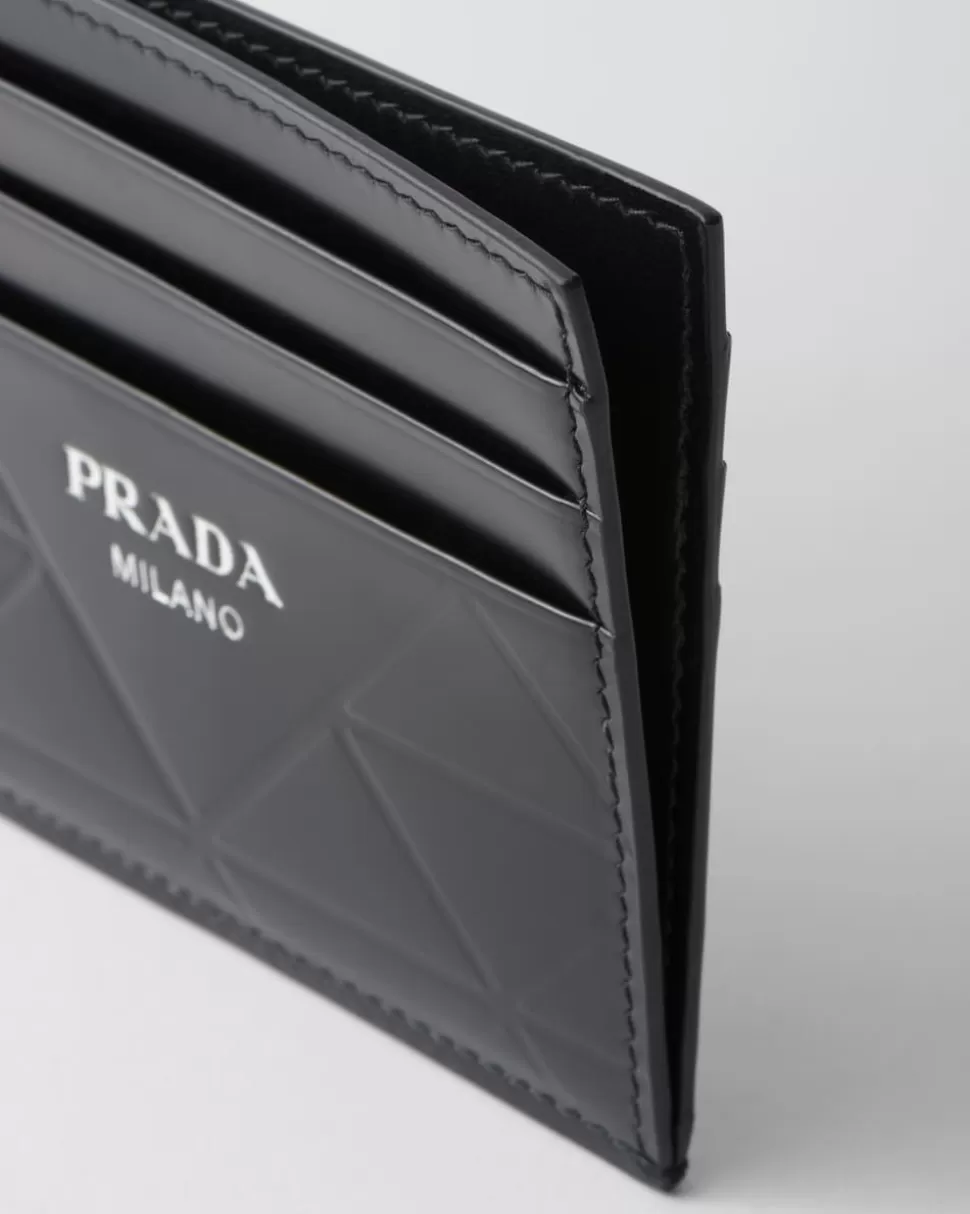 Outlet Prada Kreditkartenetui Aus Gebürstetem Leder Schwarz