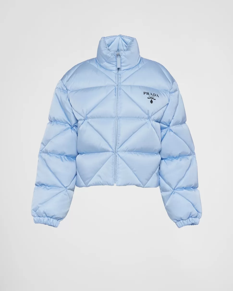 Sale Prada Kurze Daunenjacke Aus Gabardine Re-nylon Schwarz