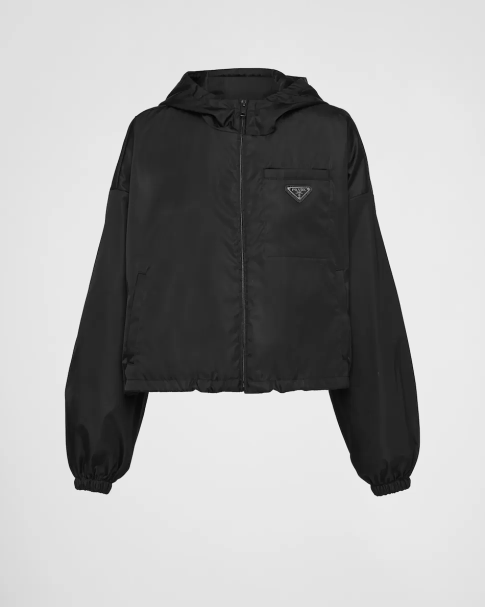Outlet Prada Kurze Jacke Aus Re-nylon Schwarz