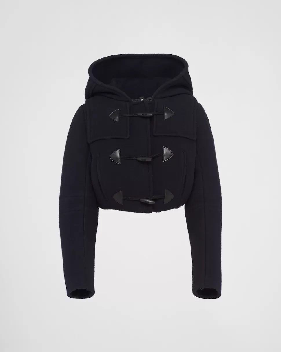 Fashion Prada Kurze Jacke Im Dufflecoat-stil Blau