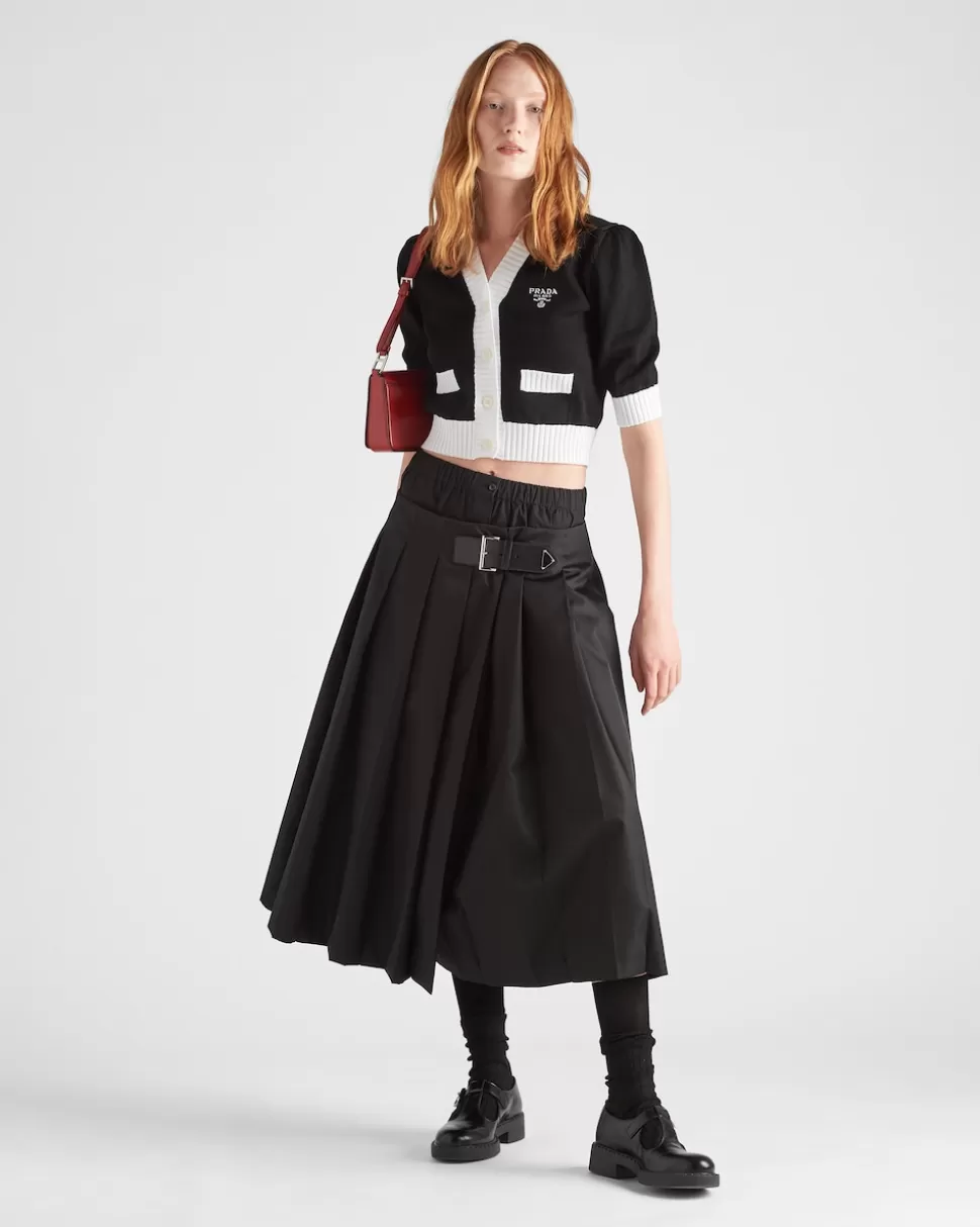 Flash Sale Prada Kurze Strickjacke Aus Baumwolle Schwarz/Weiss