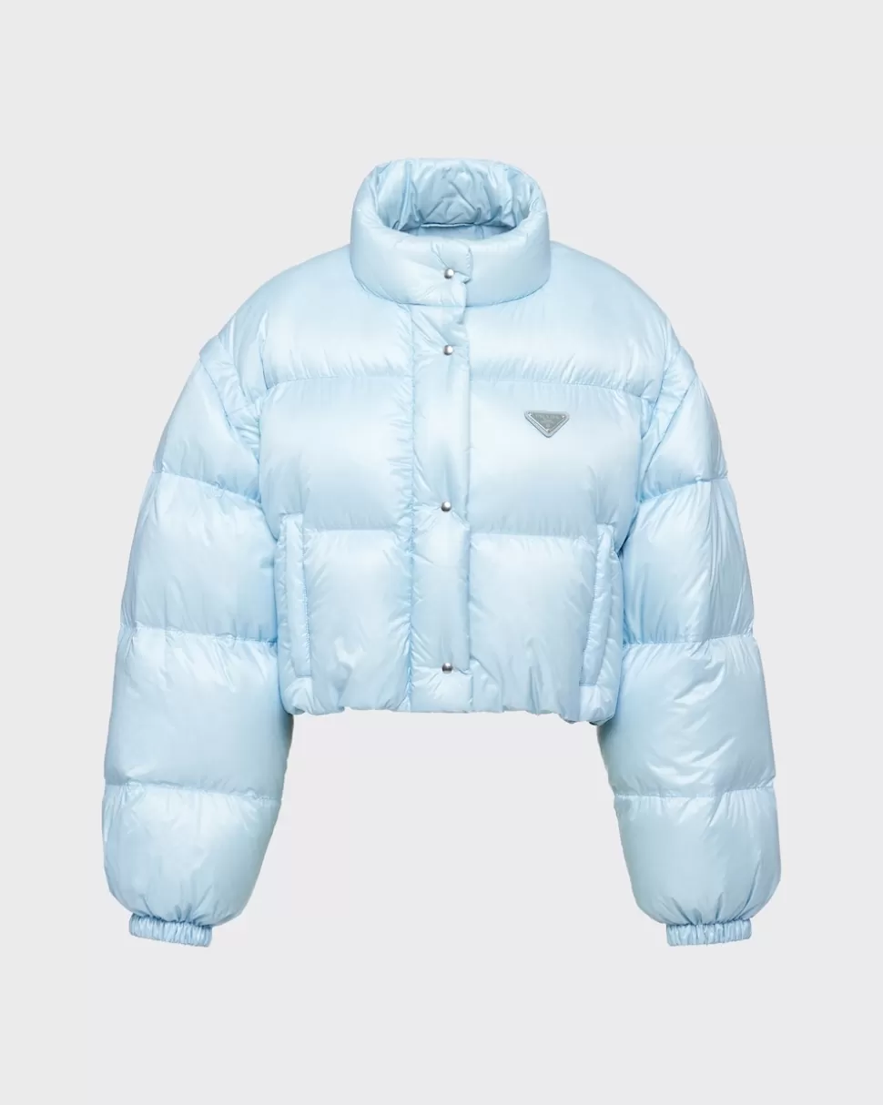 Sale Prada Kurze Wandelbare Daunenjacke Aus Re-nylon Schwarz