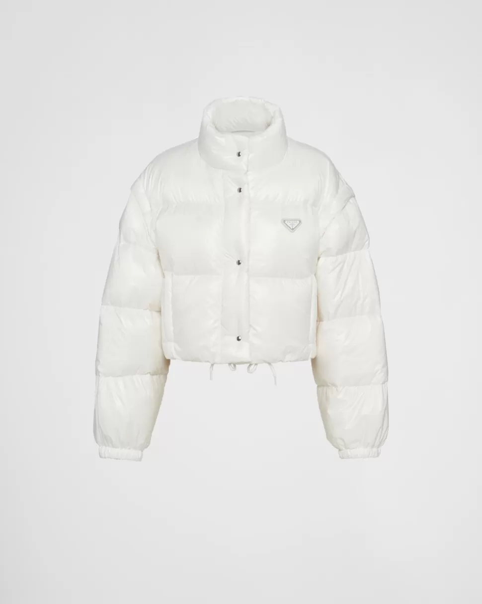Online Prada Kurze Wandelbare Daunenjacke Aus Re-nylon Schwarz