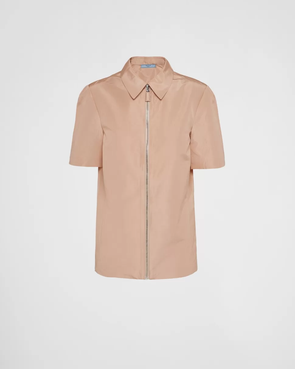 Shop Prada Kurzärmliges Hemd Aus Faille Puderrosa