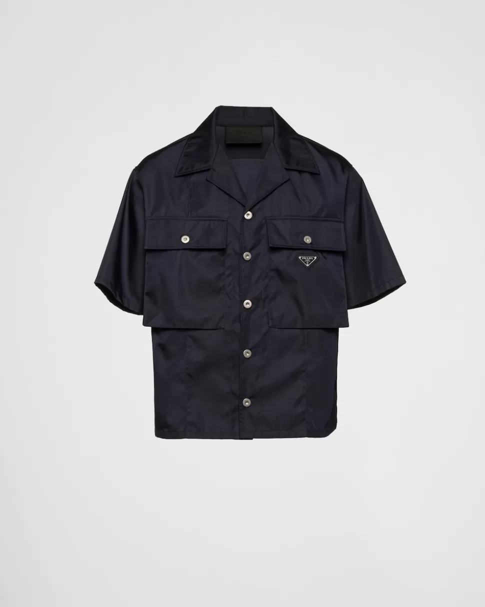 Store Prada Kurzärmliges Hemd Aus Re-nylon Blau