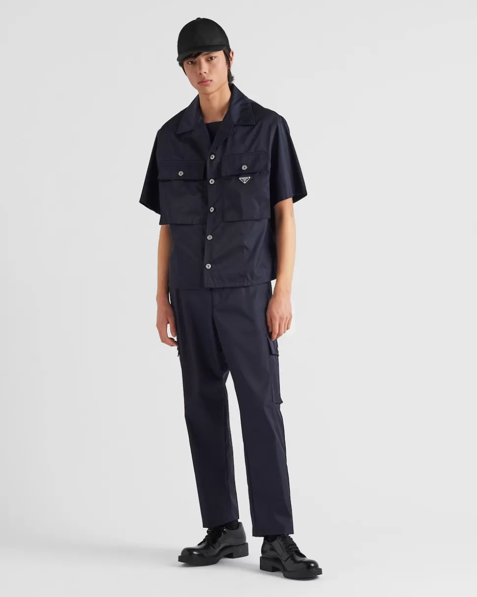 Store Prada Kurzärmliges Hemd Aus Re-nylon Blau