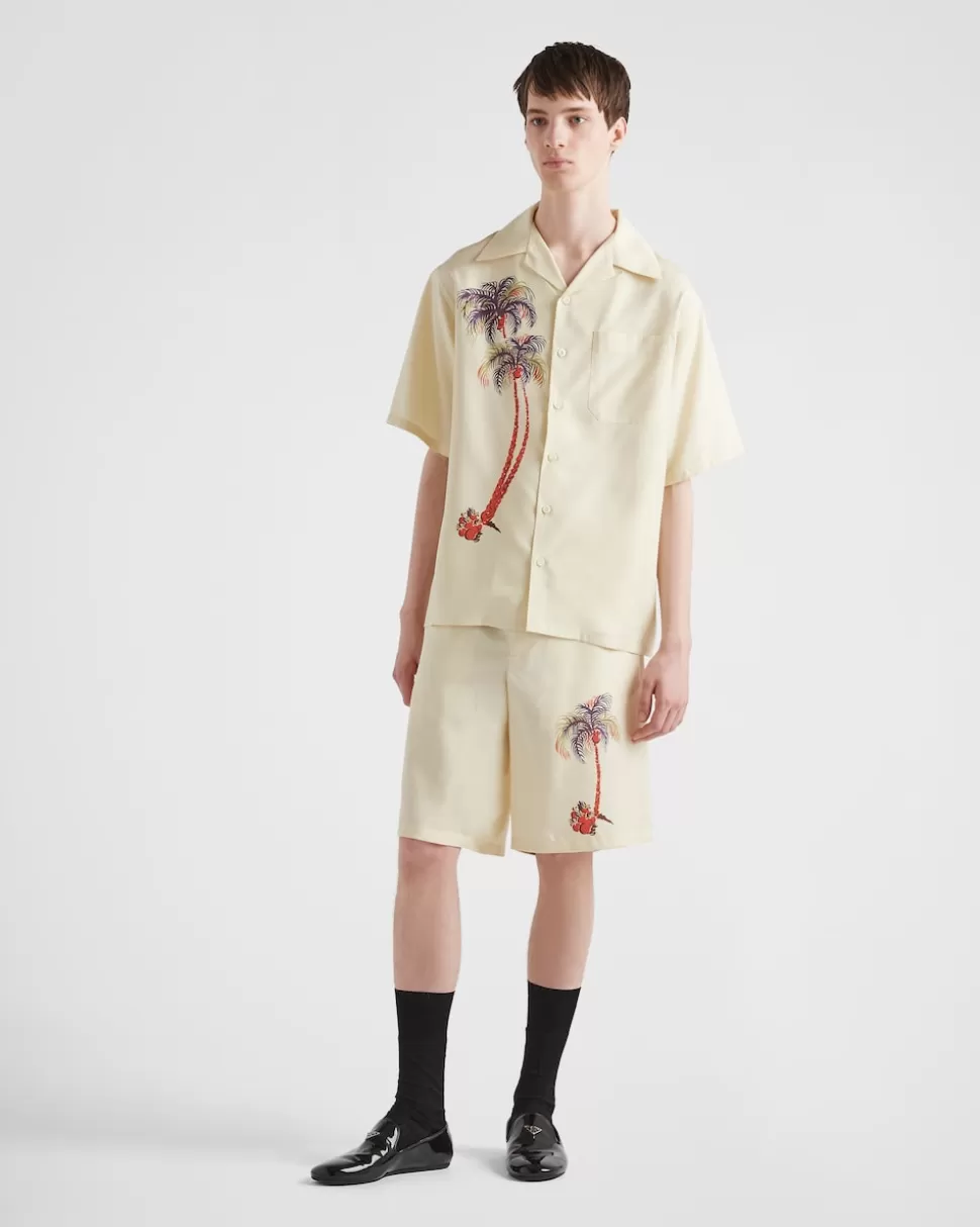 Best Prada Kurzärmliges Hemd Aus Seide Vanille