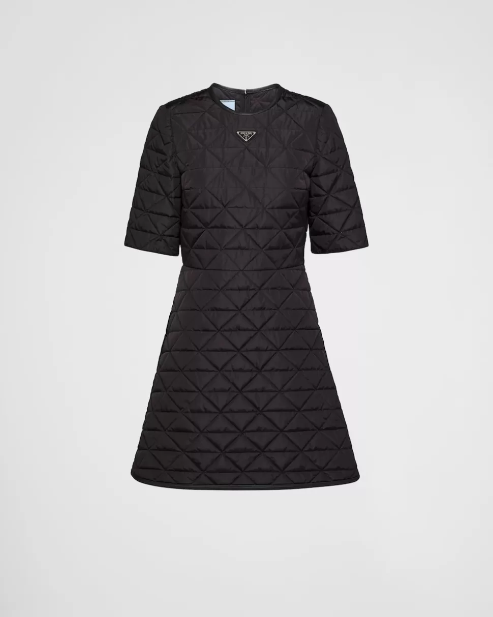 Cheap Prada Kurzärmliges Kleid Aus Re-nylon Schwarz