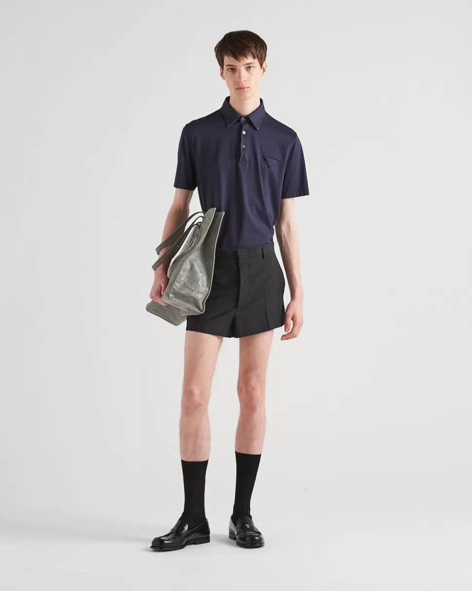Clearance Prada Kurzärmliges Poloshirt Aus Baumwolle Weiss