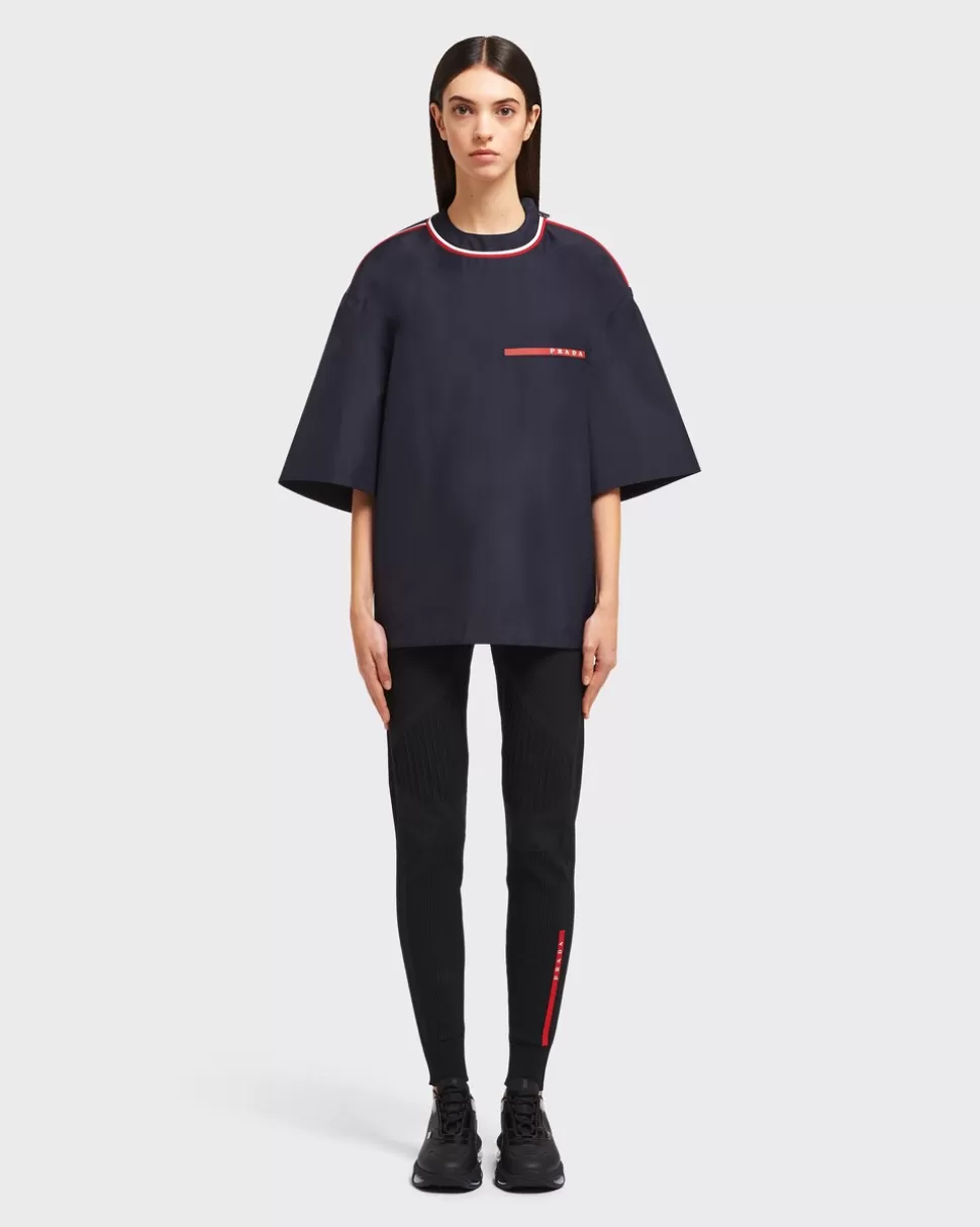 Shop Prada Kurzärmliges Top Aus Extreme-tex Marineblau/Kalkweiß/Rot