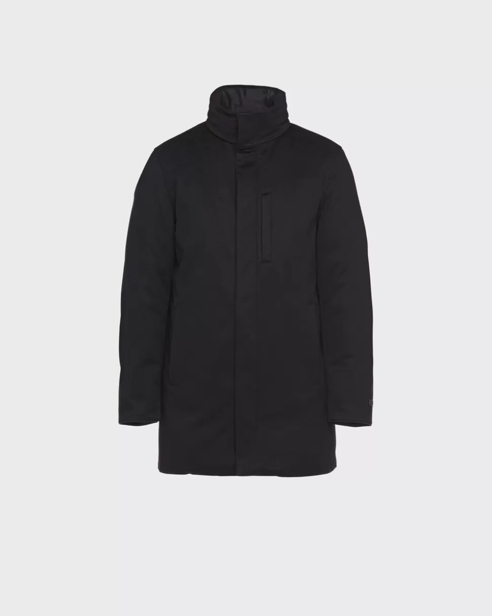 Clearance Prada Lange Steppjacke Aus Kaschmir Schwarz