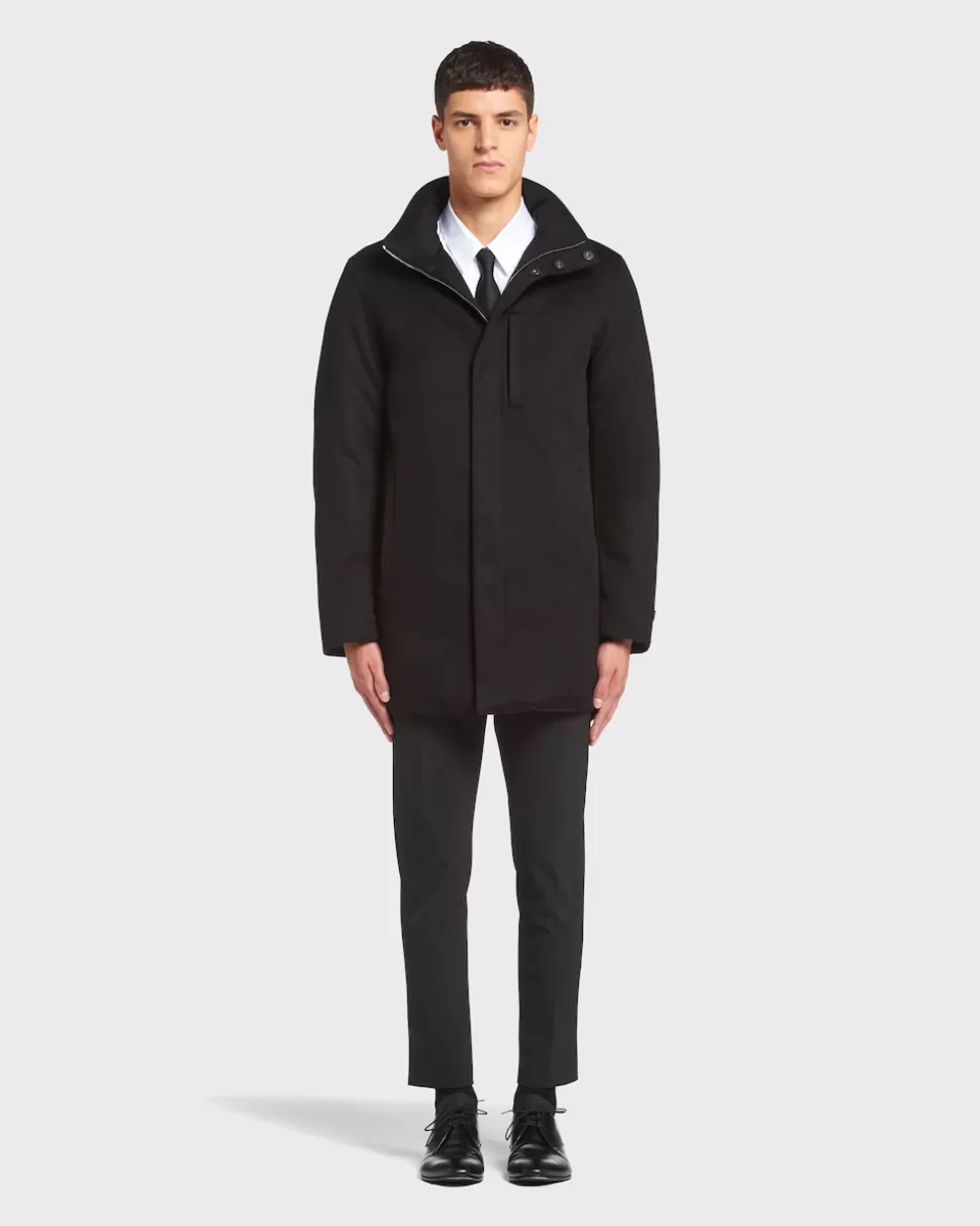 Clearance Prada Lange Steppjacke Aus Kaschmir Schwarz