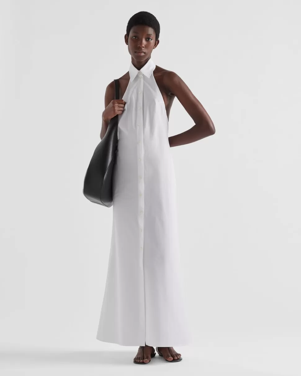 Clearance Prada Langes Blusenkleid Aus Popeline Weiss
