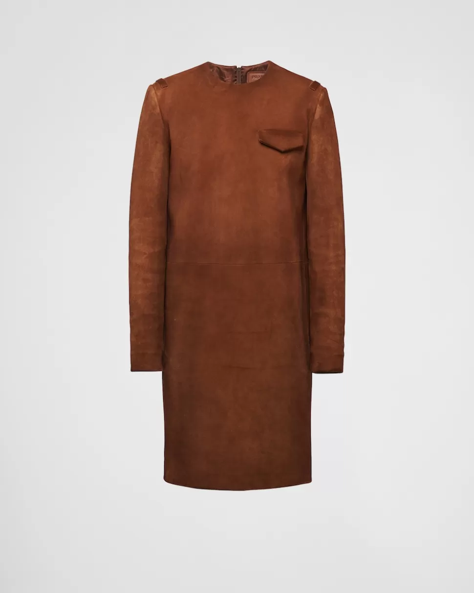 Best Sale Prada Langes Top Aus Wildleder Eiche