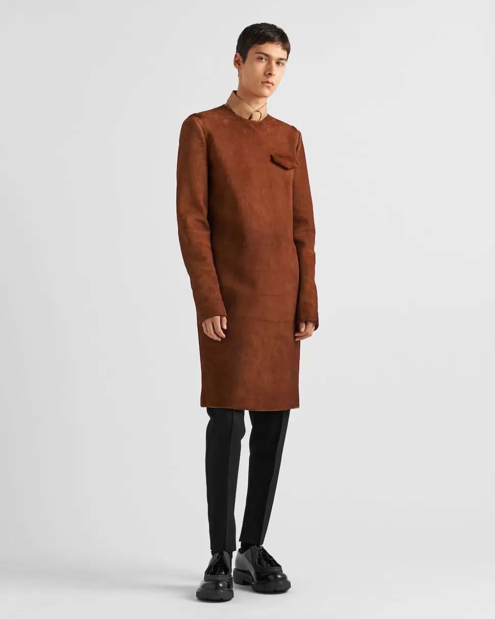 Best Sale Prada Langes Top Aus Wildleder Eiche