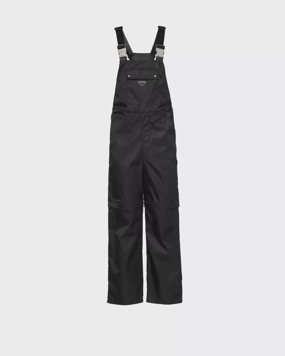Shop Prada Latzhose Aus Re-nylon Schwarz