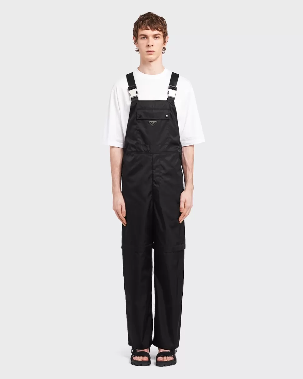Shop Prada Latzhose Aus Re-nylon Schwarz