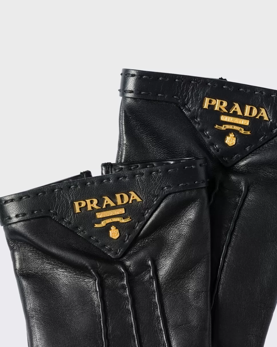 Sale Prada Lederhandschuhe Schwarz