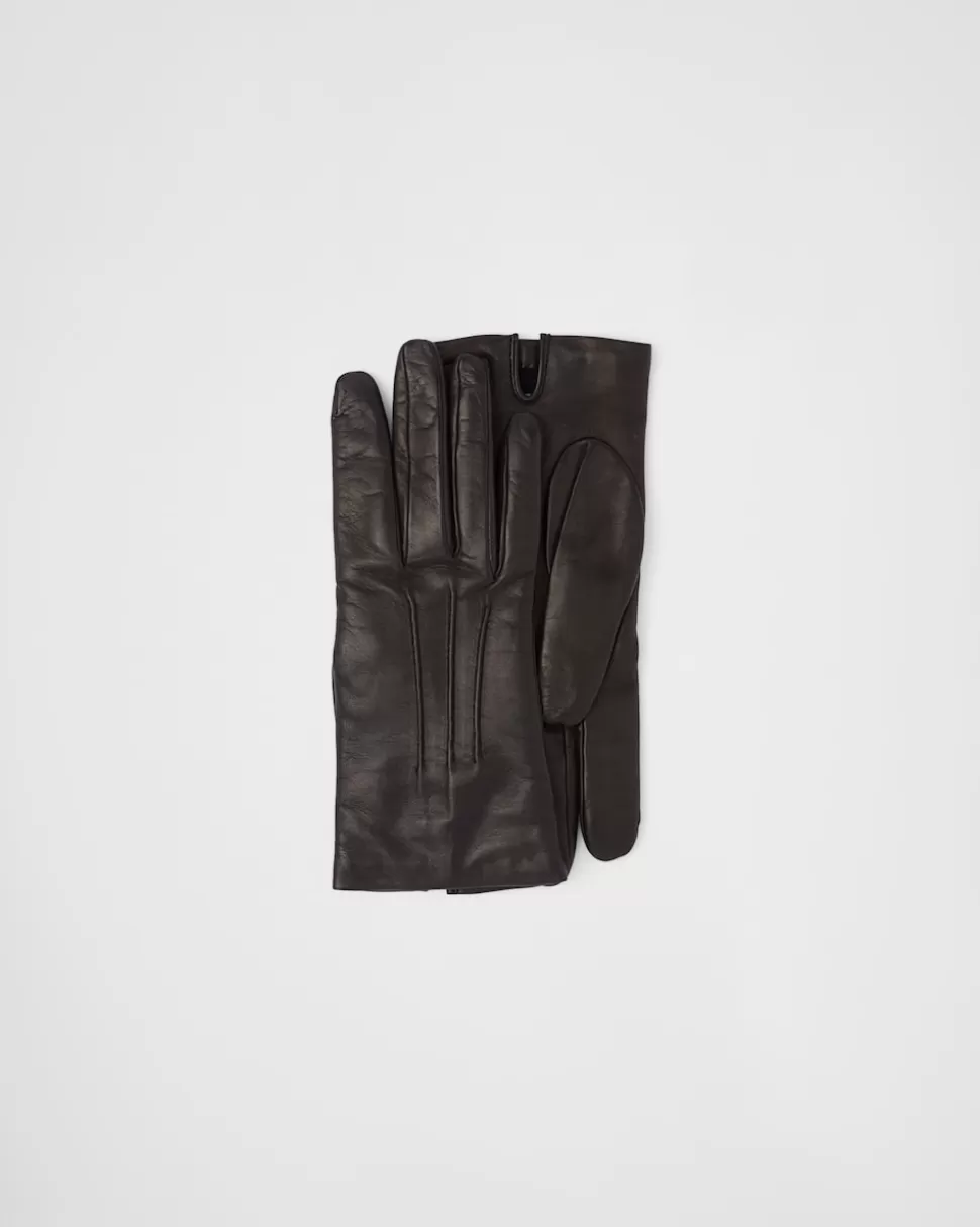 Store Prada Lederhandschuhe Schwarz