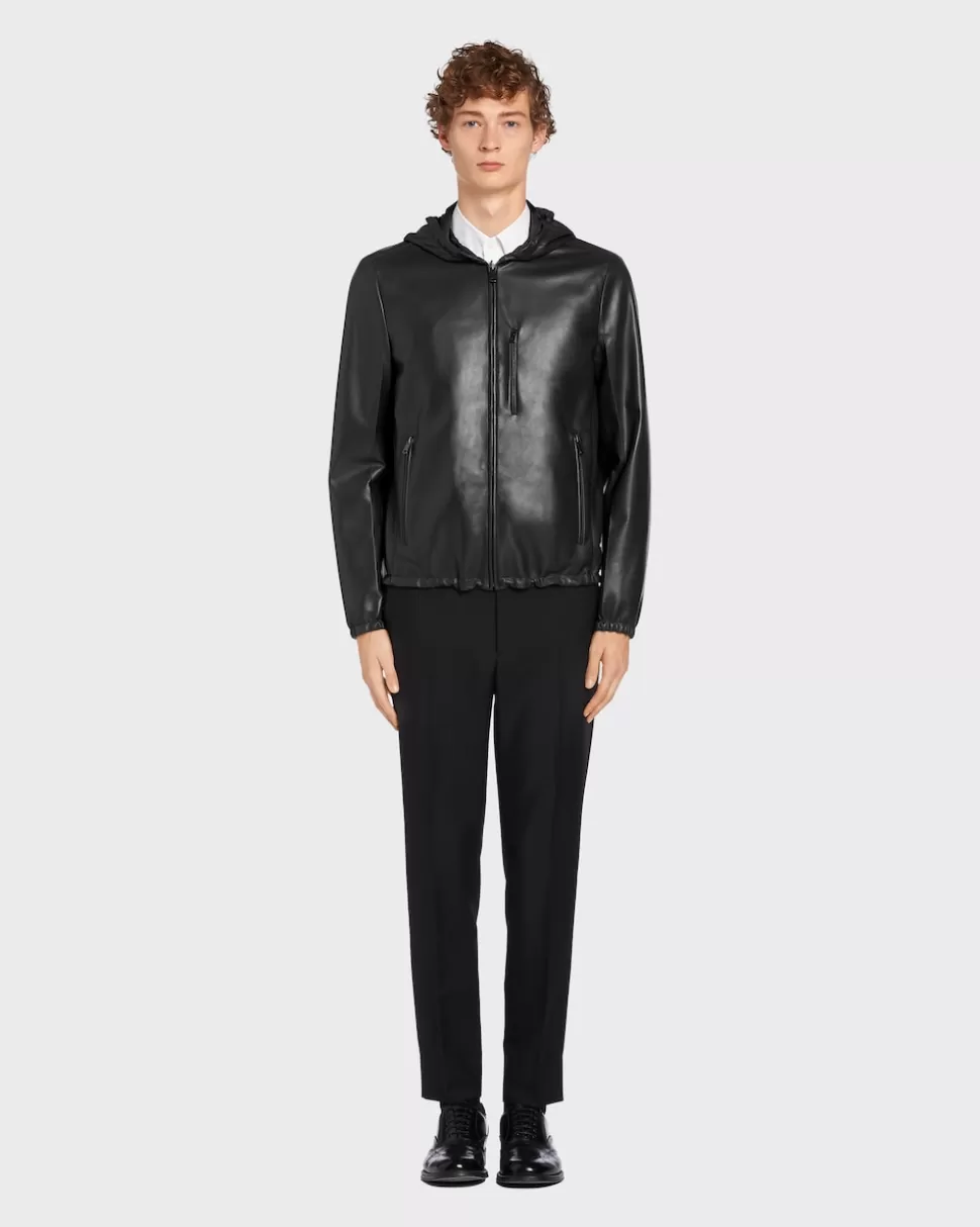 Online Prada Lederjacke Zum Wenden Schwarz