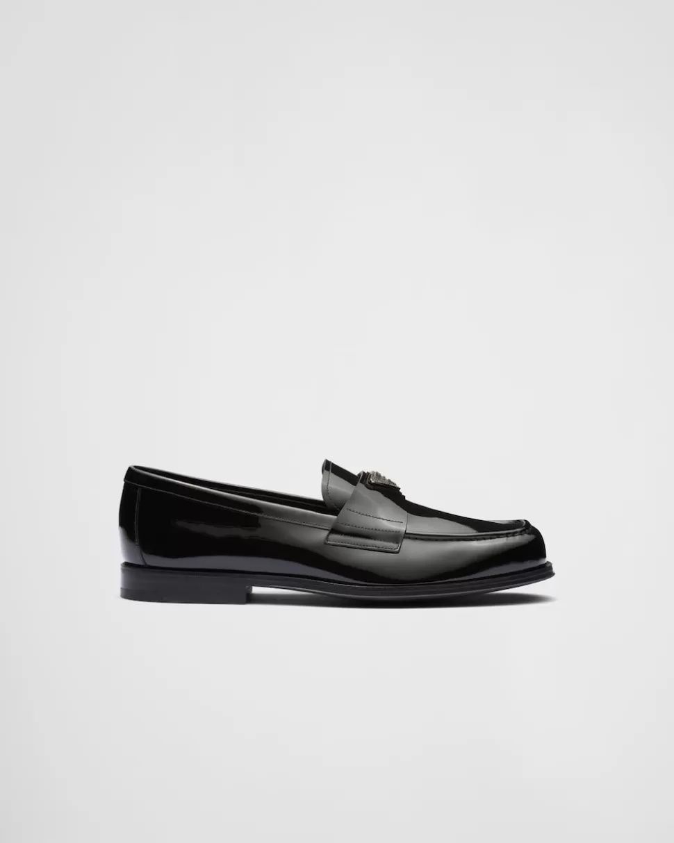Fashion Prada Loafer Aus Lackleder Schwarz