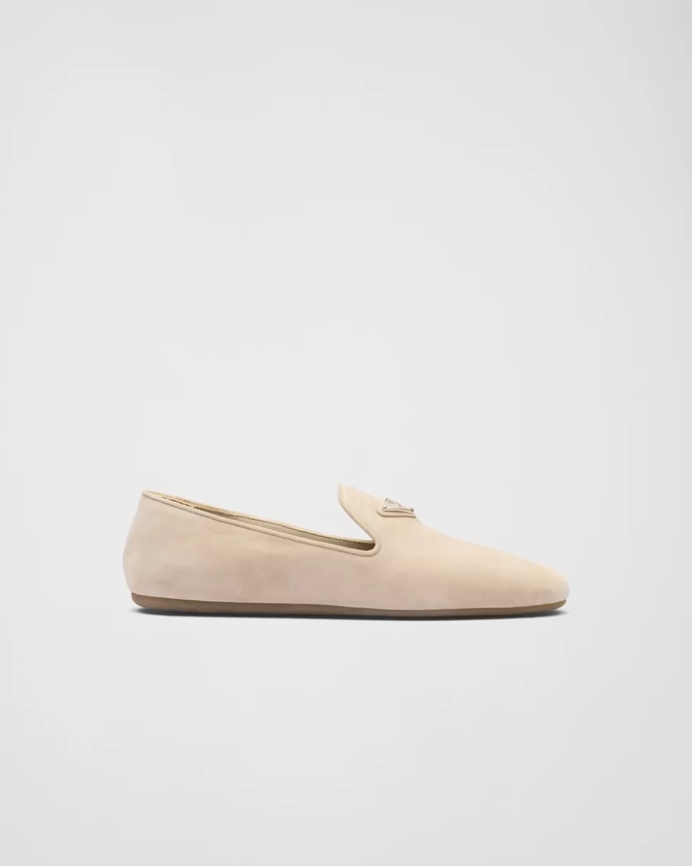 Online Prada Loafer Aus Wildleder Schwarz