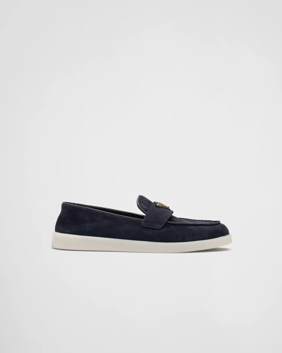 Best Sale Prada Loafer Aus Wildleder Blau