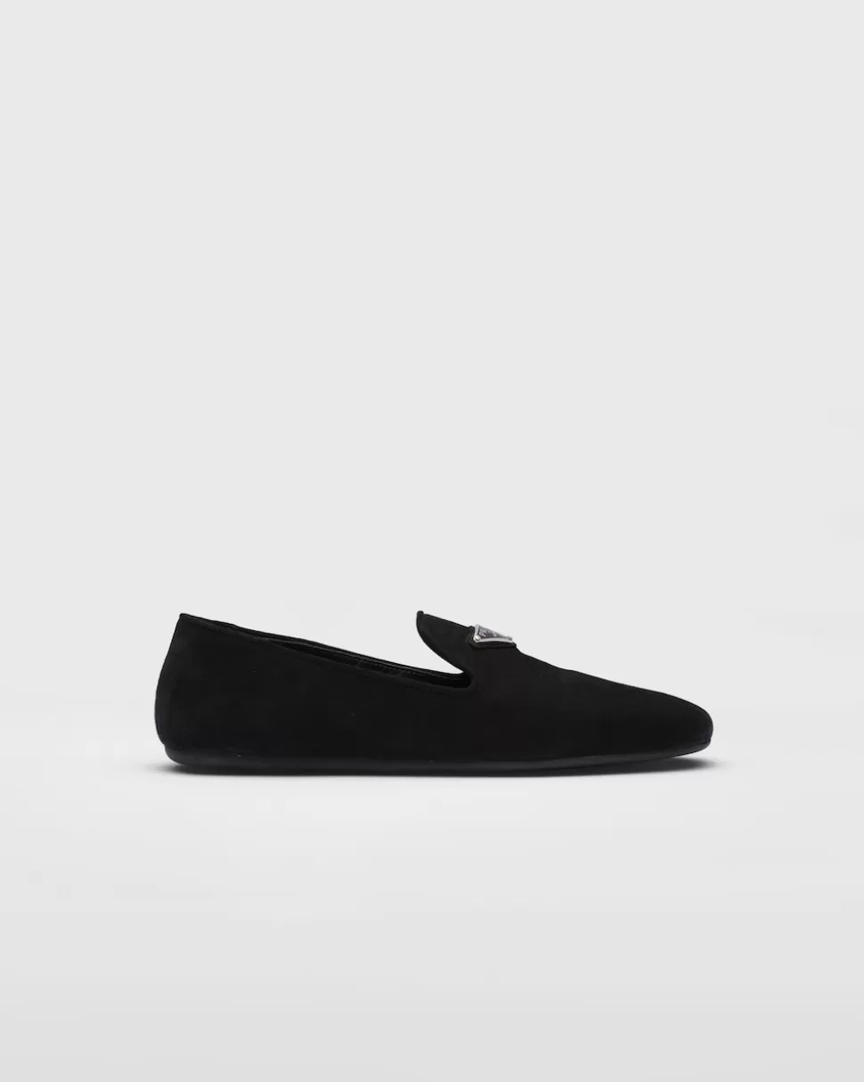 Best Sale Prada Loafer Aus Wildleder Schwarz