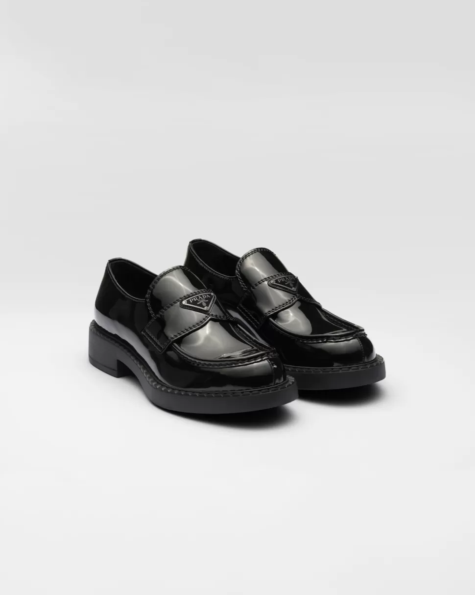 Flash Sale Prada Loafer Chocolate Aus Lackleder Schwarz