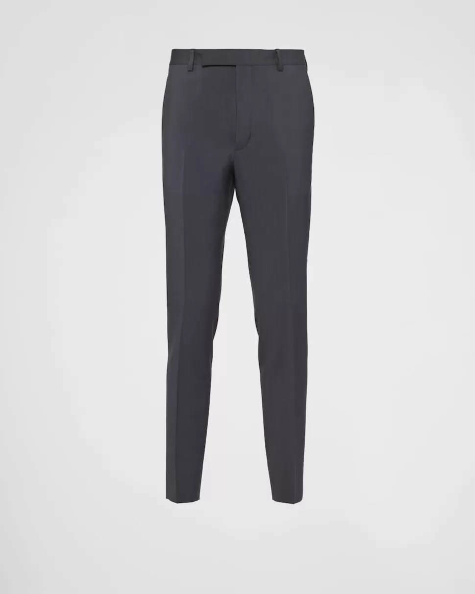 Cheap Prada Maßgeschneiderte Hose Aus Wolle Und Mohair Eisengrau