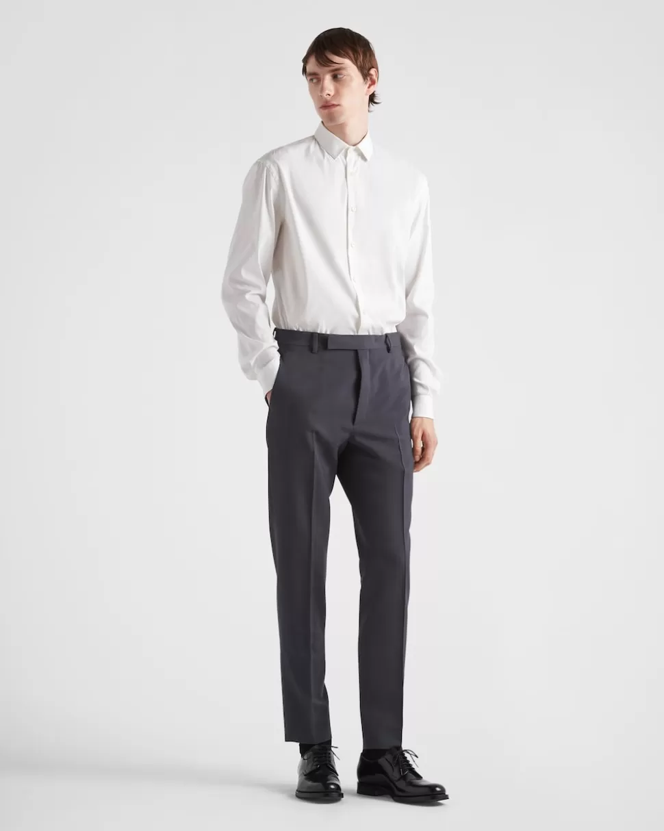 Cheap Prada Maßgeschneiderte Hose Aus Wolle Und Mohair Eisengrau