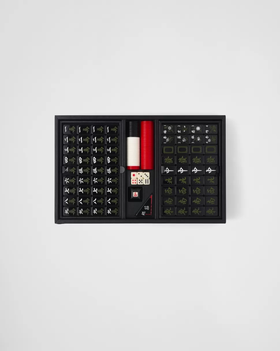 New Prada Mahjong-spiel Aus Leder Schwarz