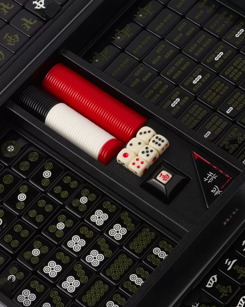 New Prada Mahjong-spiel Aus Leder Schwarz