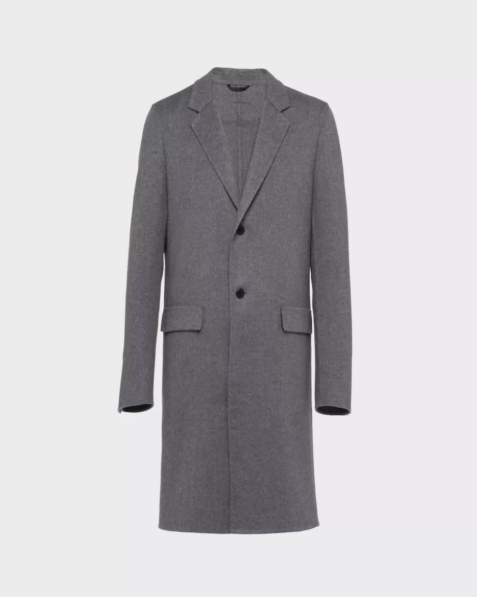 Store Prada Mantel Aus Doppel-kaschmir Schiefergrau
